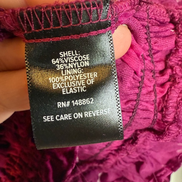 Pink Purple Puff Sleeve Burn Out Velvet Smocked Crop Blouse Bustier Sexy - Picture 5 of 7